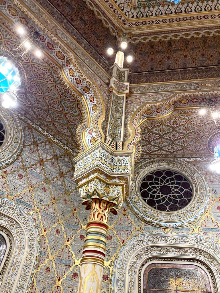 Intricate ceiling decorations in Bolsa Palace