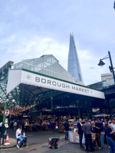 Borough Market with Shard skyscraper in the background.