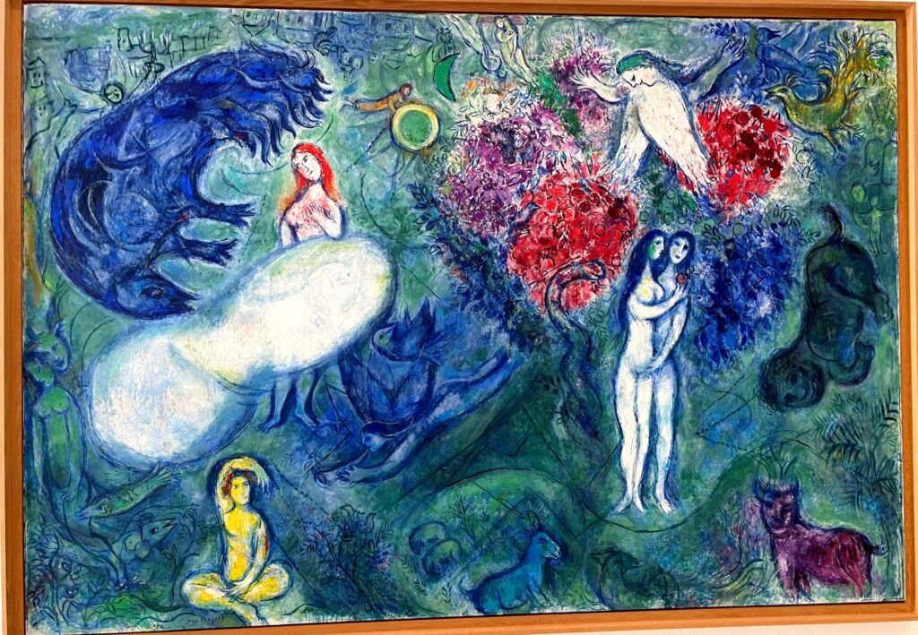 Marc Chagall painting with dreamlike figures and scenes