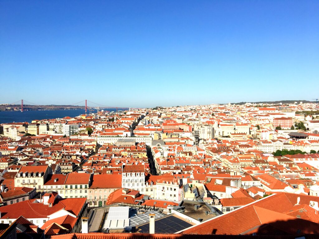 Lisbon skyline with Targus River in the background