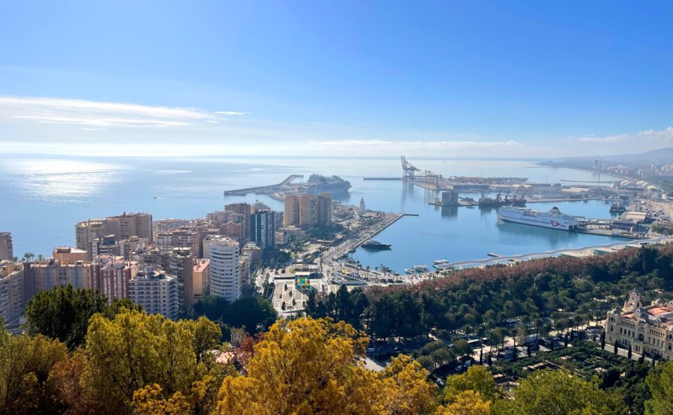 View of Malaga harbour area.