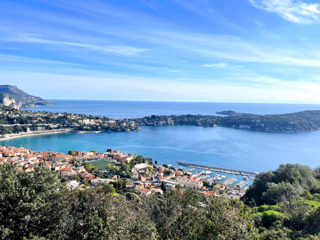View  of Villefranche harbour and bay from Mont Alban