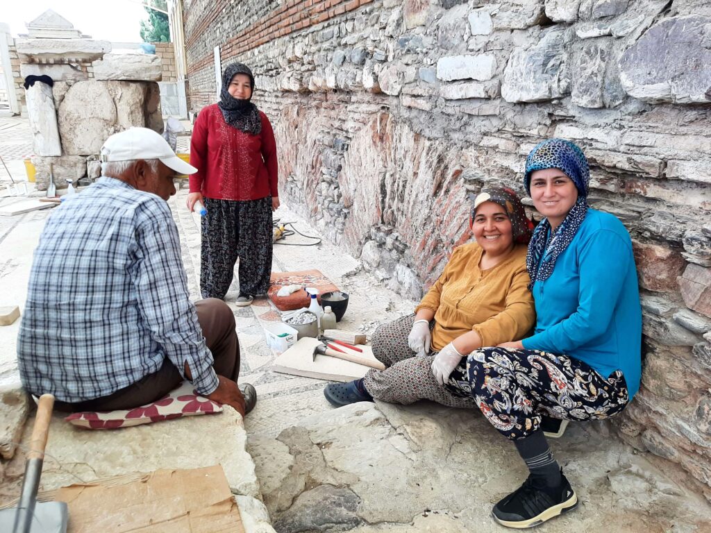 Mosaic workers in Sardis Ancient City