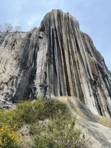 Rock formations resembling a waterfall in Hierve el Agua, Oaxaca, Mexico.