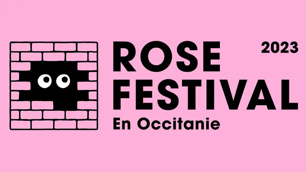 Pink poster with title Rose Festival En Occitanie