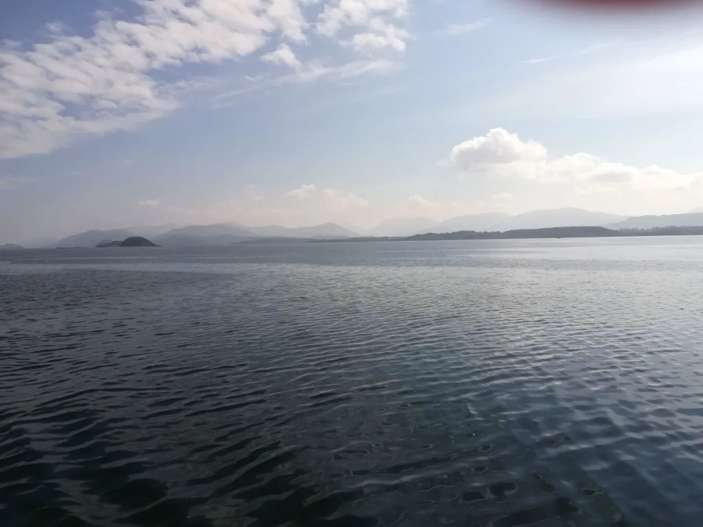 View of water with distant islands