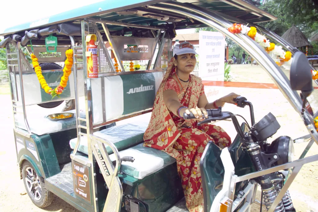 Woman driving a rickshaw