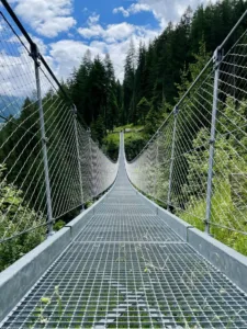 Walking on a suspension bridge