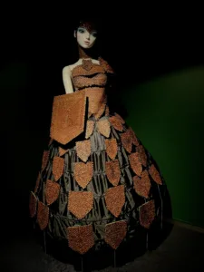Mannequin in pine cone dress