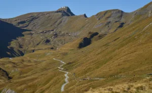 Bike and hiking trails in a mountain valley.