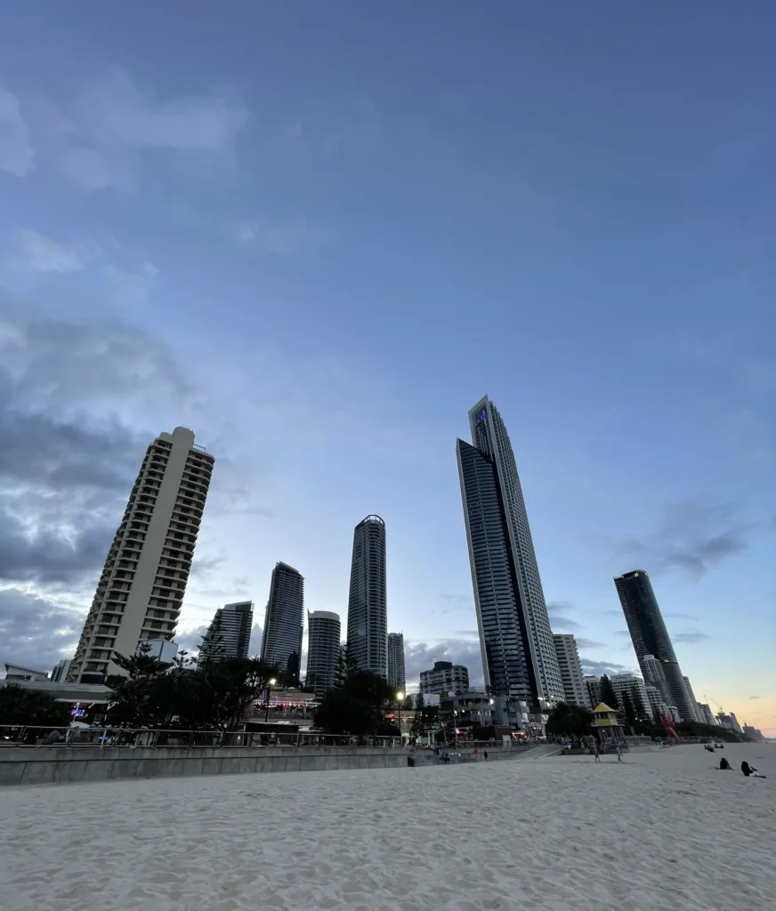 High-rise buildings near a beach