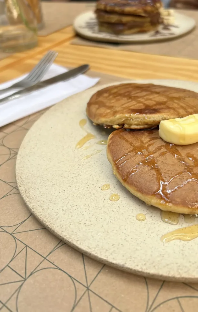 Plate of pancakes.
