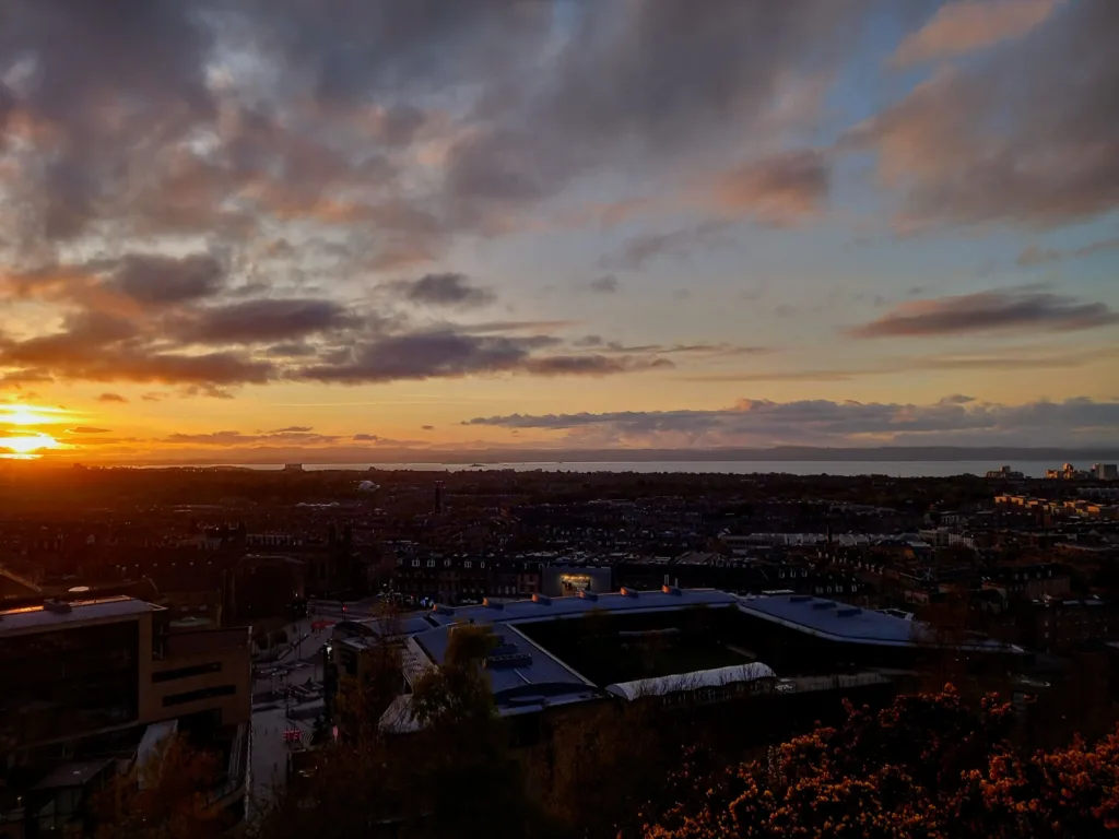 Sunset view over city
