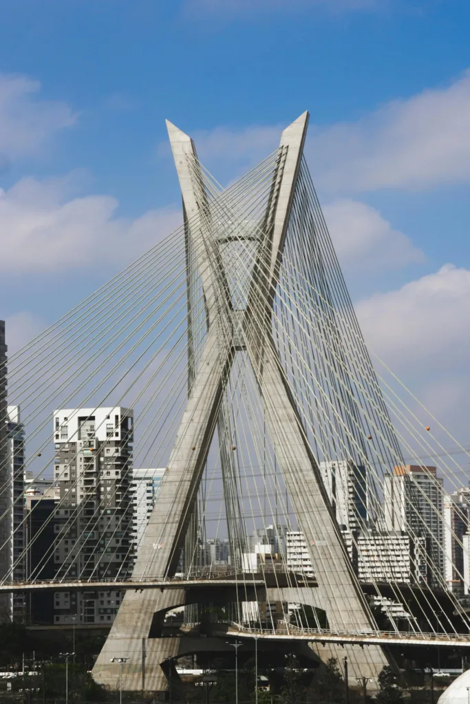 Suspension bridge in urban setting