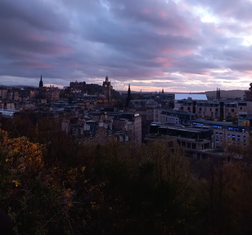 Sunset view over a city