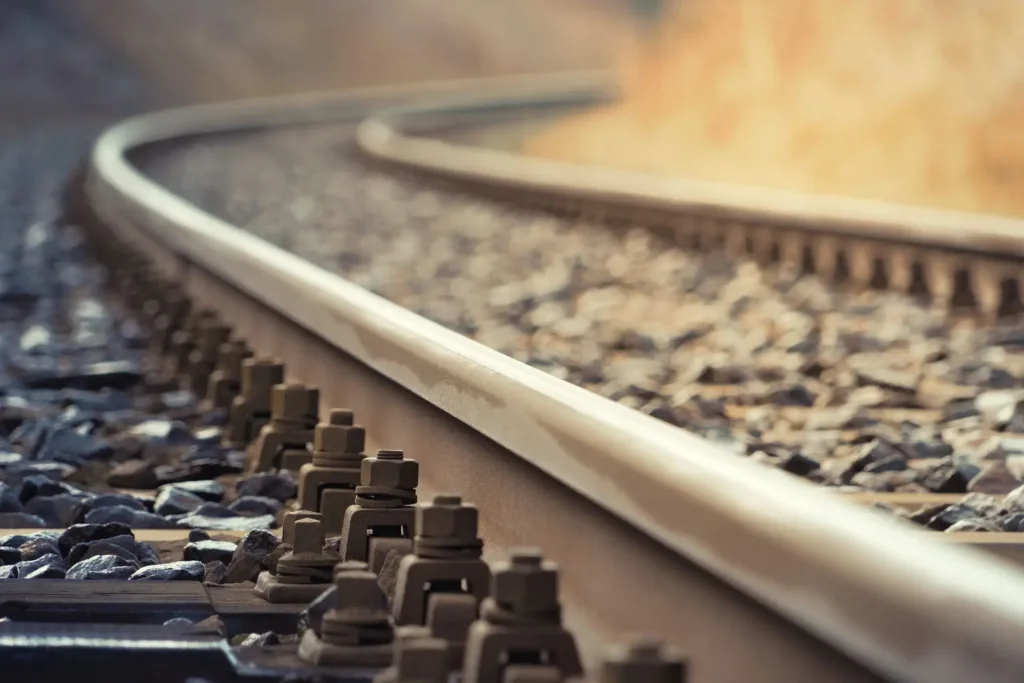 Close up of rail road tracks