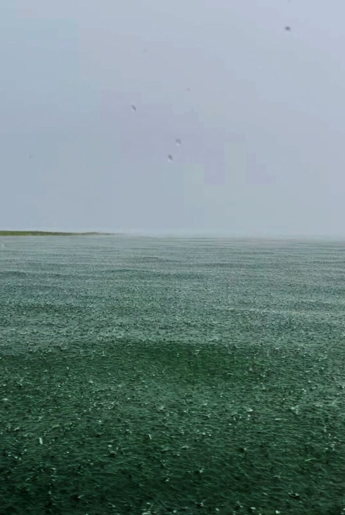 Rain hitting a lake