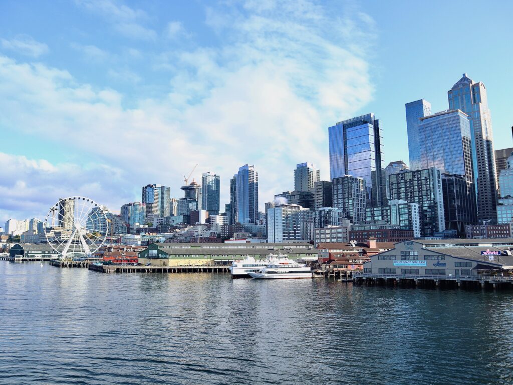 High rise buildings by docks