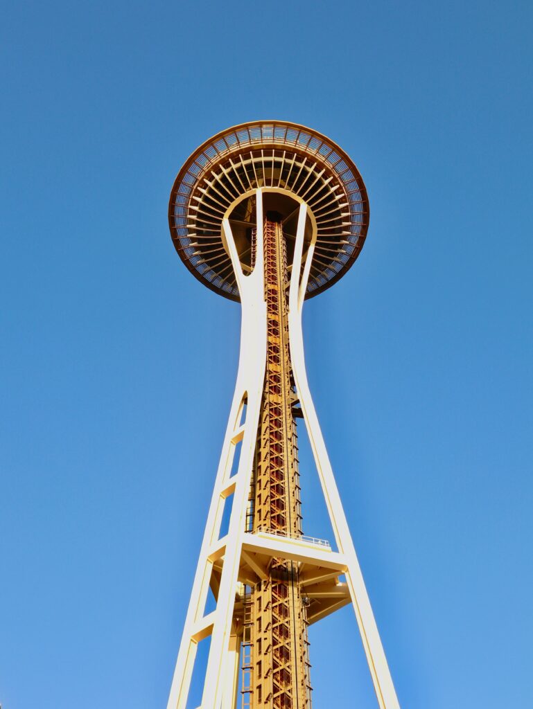Tall building with round structure at top