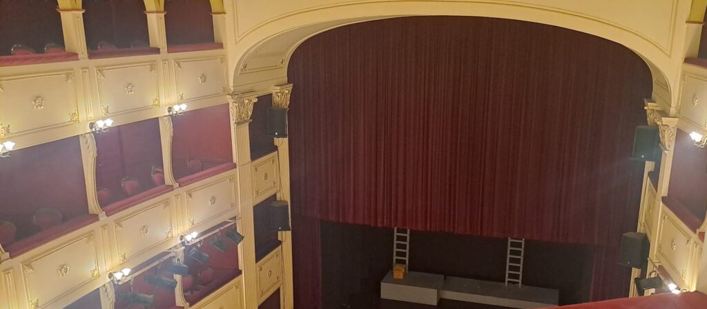 Theatre stage and viewing boxes seen from above