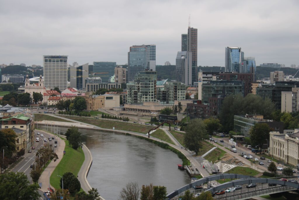 High rise buildings along a river bank