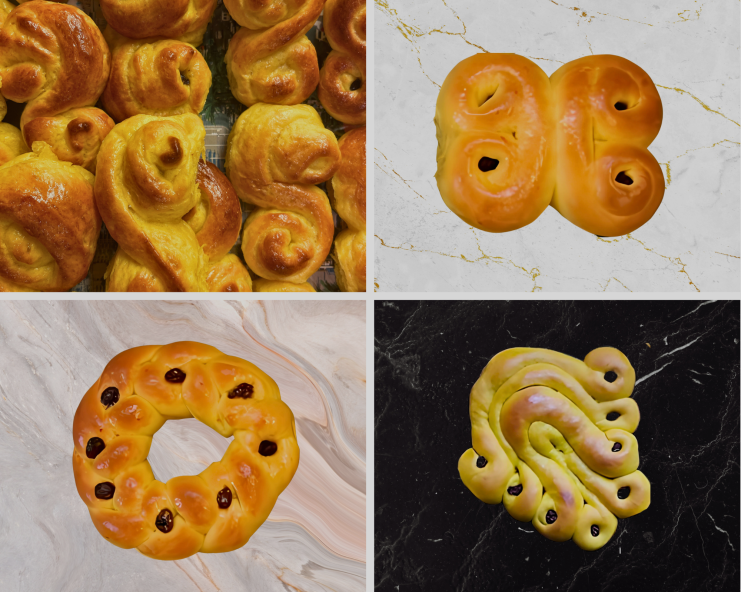 Four types of saffron buns shapes