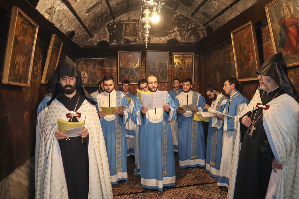Procession inside a church.