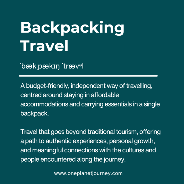 An infographic with the definition about backpacking travel.
