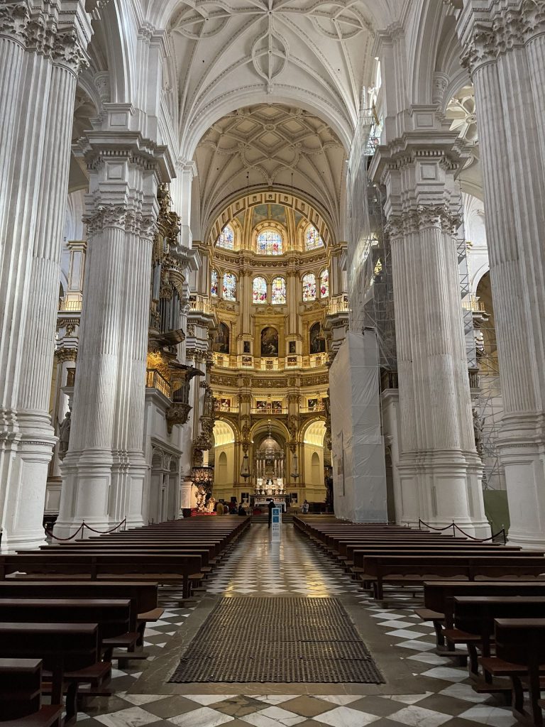 White interior of grand cathedral