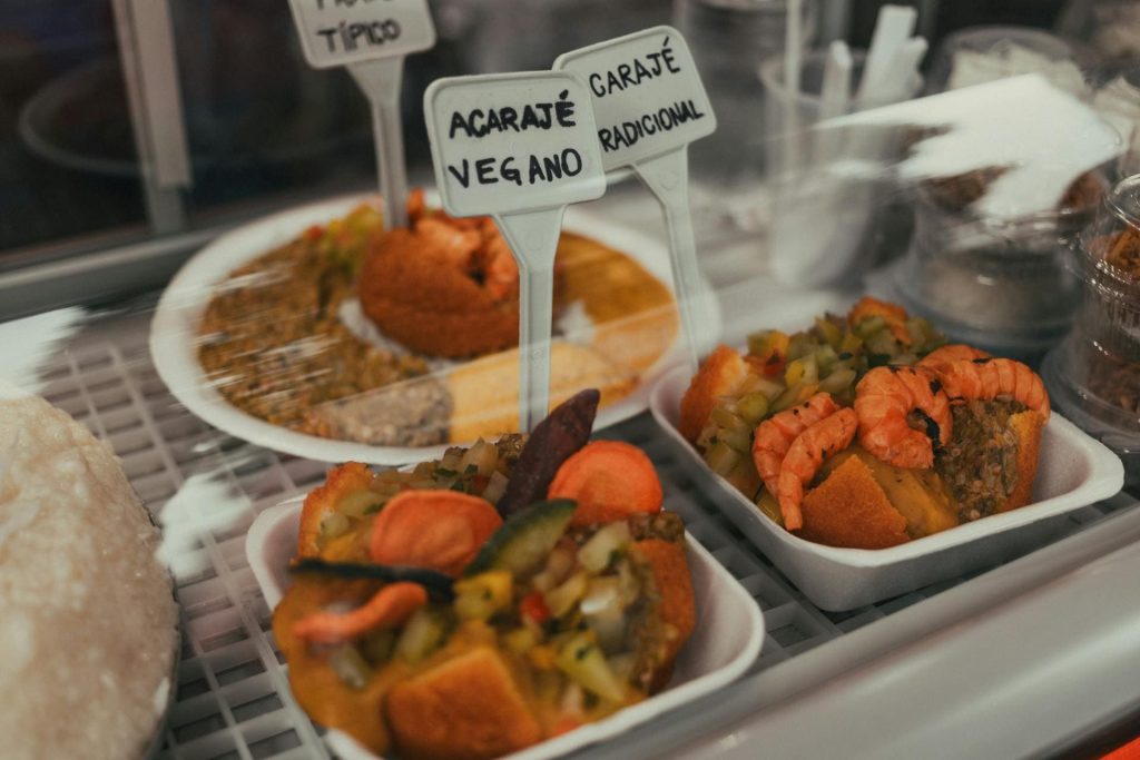 3 plats of deep fried snack with shrimp and vegetables