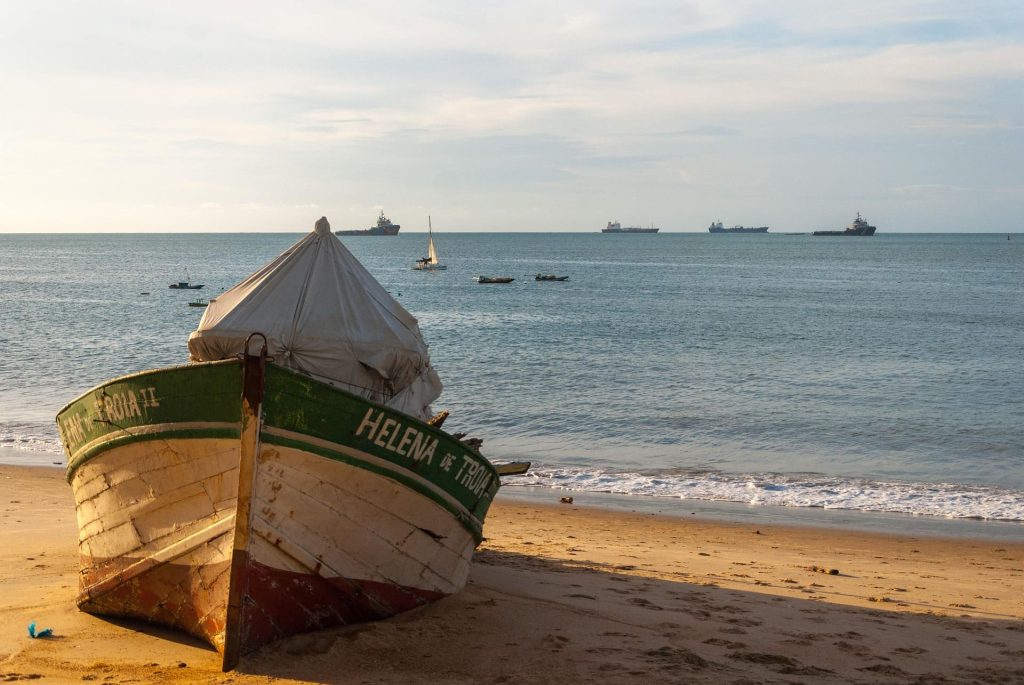 Small fishing boat on a beach