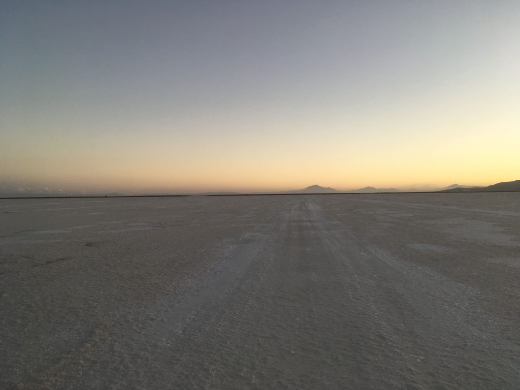 Salt flats at dusk