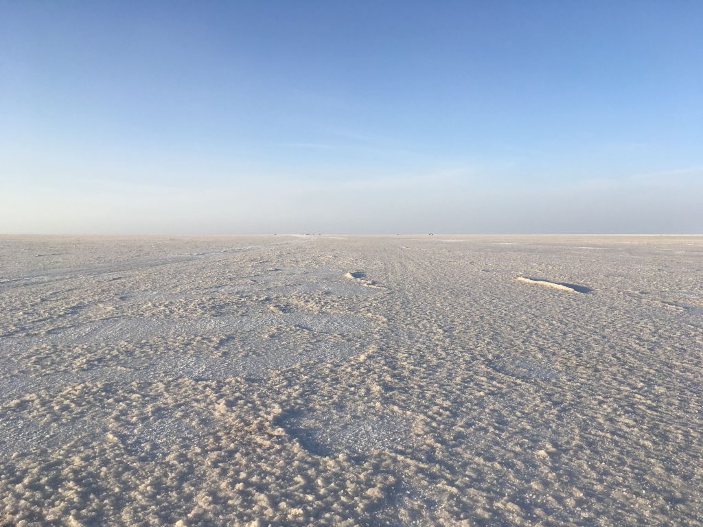 White salt flat desert
