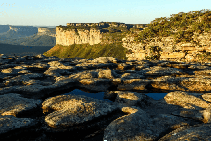 rocky landscape with white cliffs