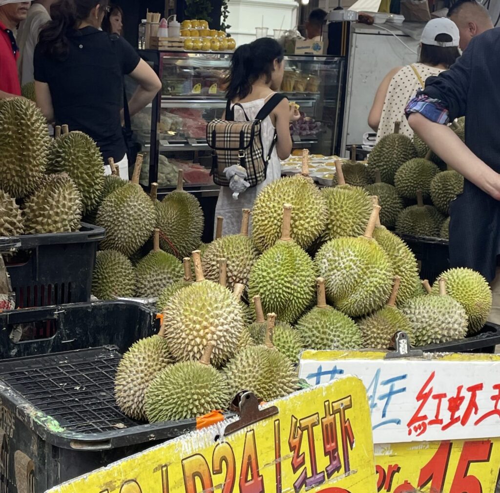 Food stall selling Durian fruit