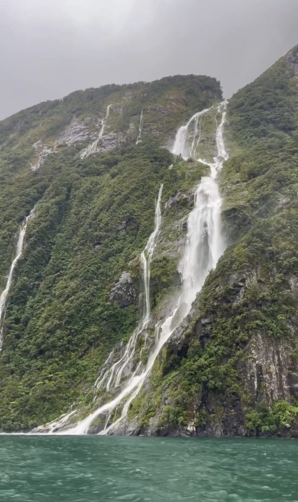 Waterfall cascading the side of a mountain
