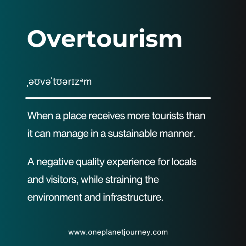 Graphic with text explaining the meaning of overtourism.