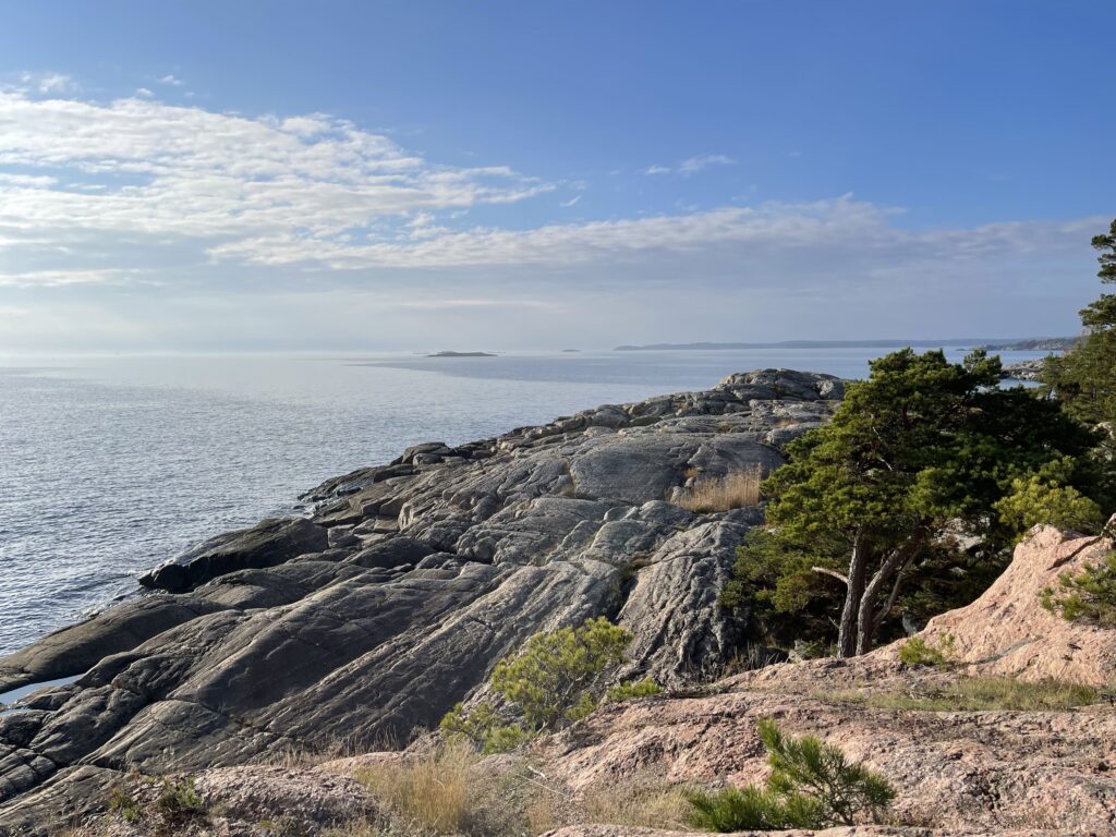 Cliff and greenery with sea view