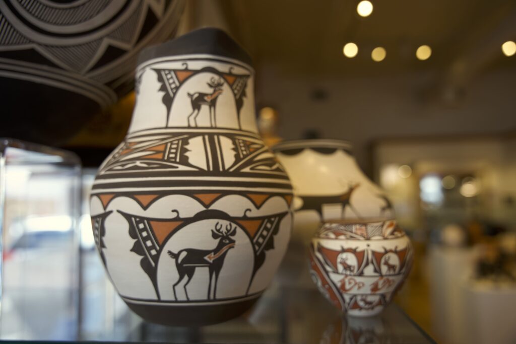 Two ceramic vases on display