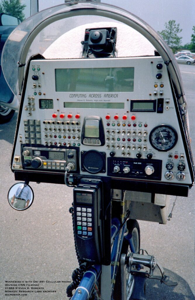 Computer console mounted on bike.
