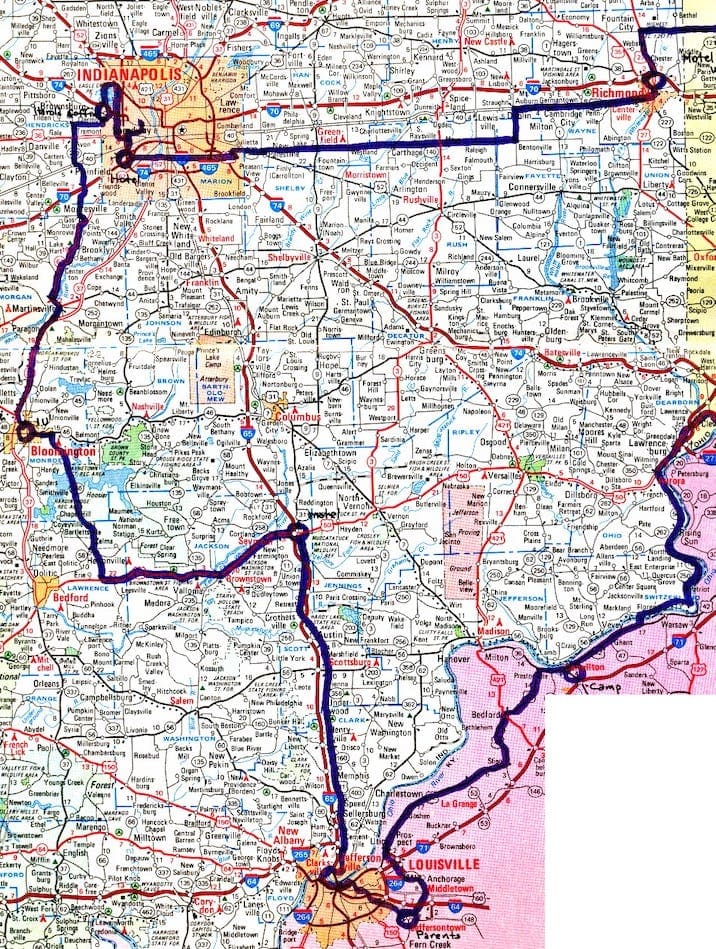 Road map of US - Indianapolis and around