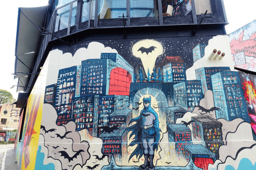 Street art mural of Batman