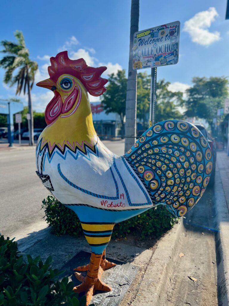 State of rooster with very vivid colours.