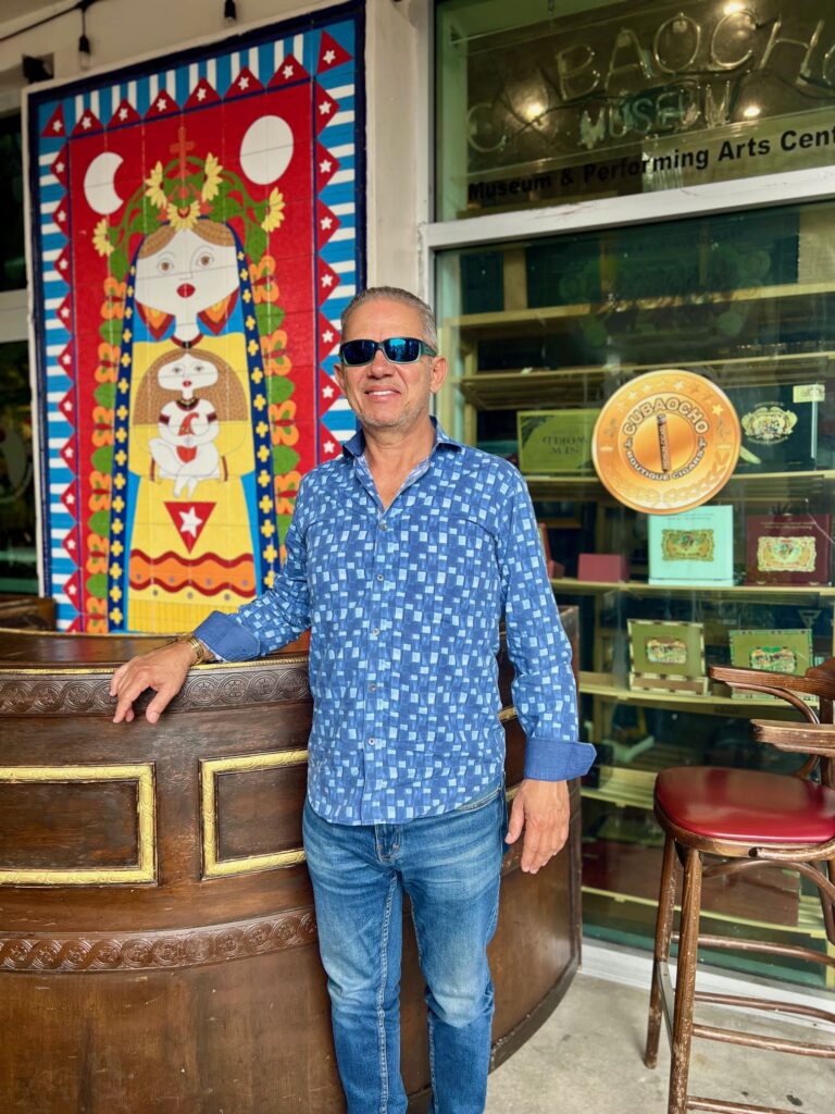 Man standing in a museum of art
