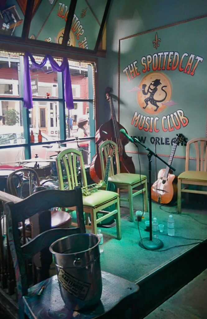 Small music stage inside a bar