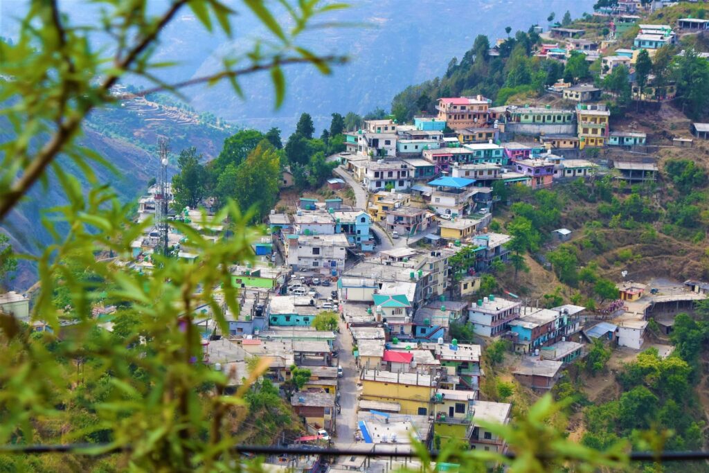 Colourful houses built on mountain