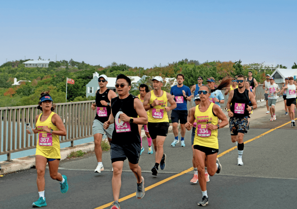 Marathon runners on a street
