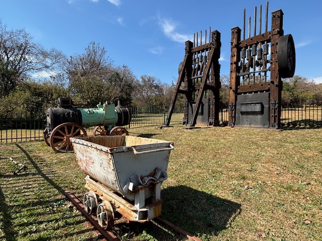 Mining equipment and structures on outdoors display