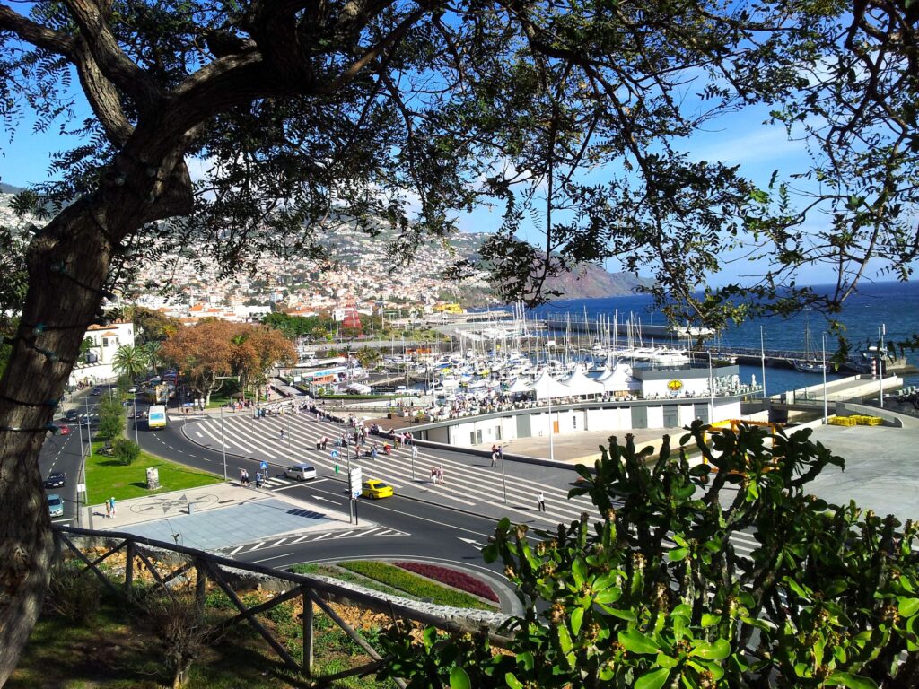 Road and harbour area seen from above
