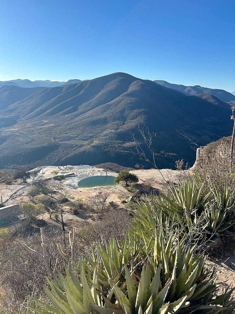 Mountain scenery with cacti growing on the mountainside